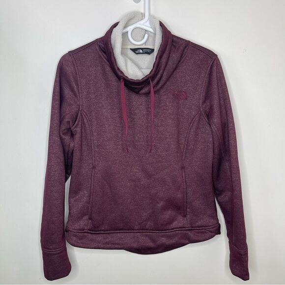 The North Face Mattea Sweatshirt Women’s Small Burgundy Cowl Neck Fleece Lined - Picture 1 of 12